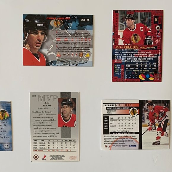 Chicago Blackhawks Vintage NHL Hockey Cards - Lot of 17 w/ Chelios, Roenick - Picture 6 of 10